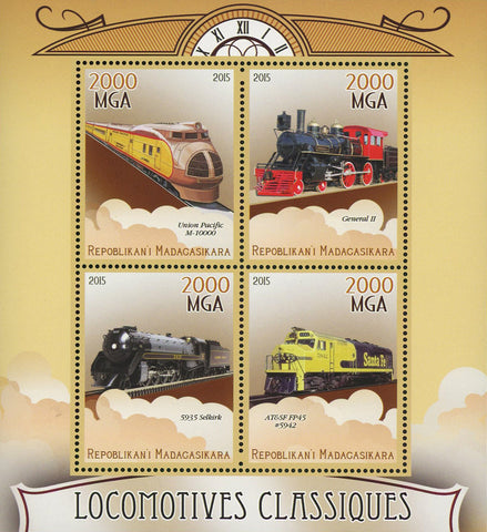 Madagascar Classic Locomotive Union Pacific General II Transportation Sov. Sheet