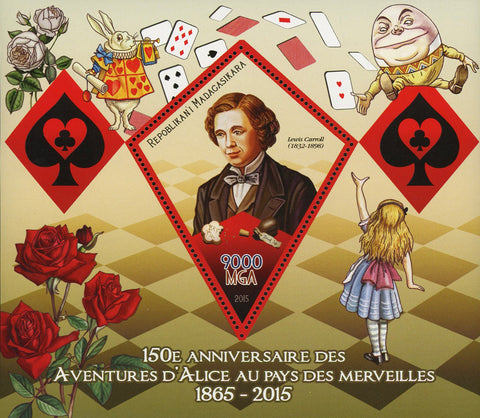 Alice in Wonderland Adventures Lewis Carroll Souvenir Sheet Mint NH