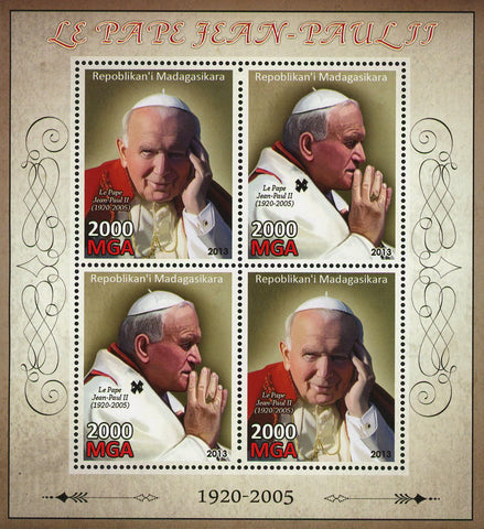 John Paul II Pope Religion Sov. Sheet of 4 Stamps MNH