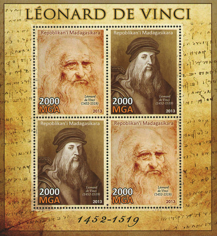 Leonardo Da Vinci Painting Art Souvenir Sheet of 4 Stamps Mint NH