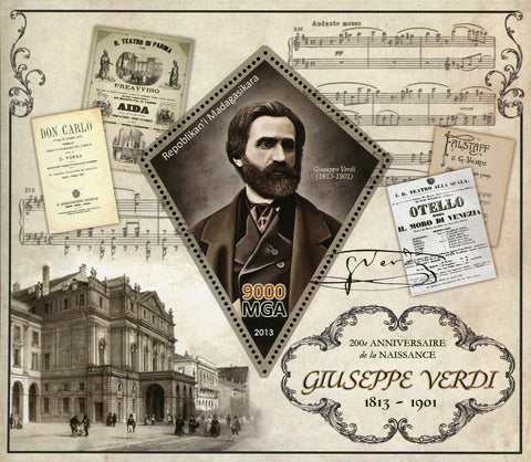 Giuseppe Verdi Composer Music Souvenir Sheet Mint NH