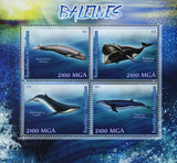 Whale Marine Fauna Beach Ocean Souvenir Sheet of 4 Stamps MNH