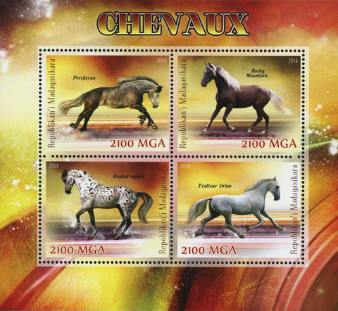 Horse Animal Percheron Rocky Mountain Souvenir Sheet of 4 Mint NH
