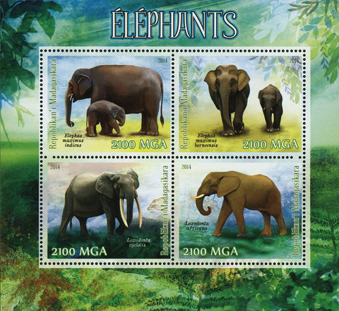 Elephant Wild Animal Loxodonta Africana Souvenir Sheet of 4 Stamps MNH