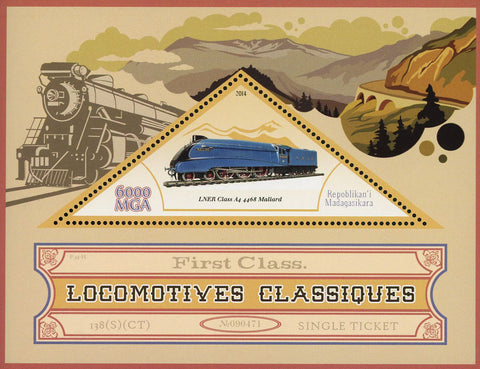 LNER Class A4 4468 Mallard Locomotive Souvenir Sheet Mint NH