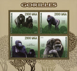 Gorilla Beringei Wild Animal Souvenir Sheet of 4 Stamps Mint NH