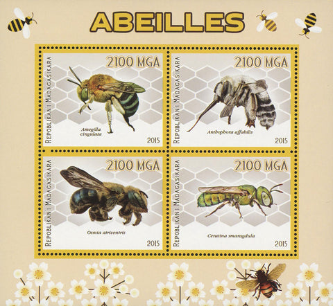 Bee Honey Insect Souvenir Sheet of 4 Stamps Mint NH