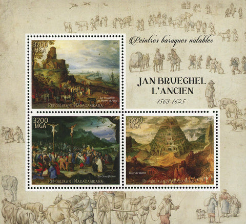 Jan Brueghel L'Ancien Barroque Painter Art Sov. Sheet of 3 Stamps MNH