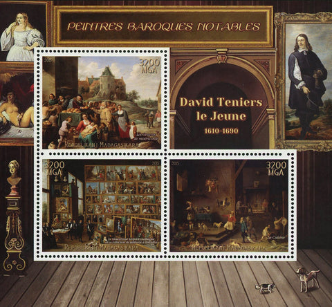 David Teniers le Jeune Barroque Painter Art Sov. Sheet of 3 MNH