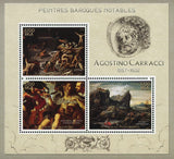 Agostino Carracci Barroque Painter Art Sov. Sheet of 3 Stamps MNH