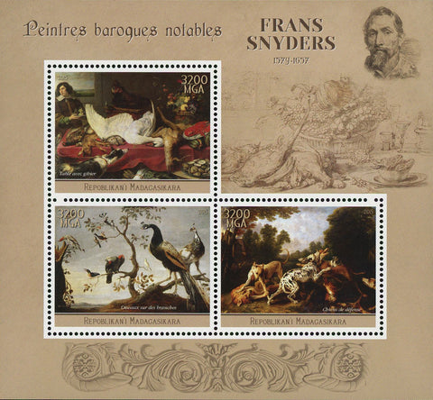 Frans Snyders Barroque Painter Art Sov. Sheet of 3 Stamps MNH