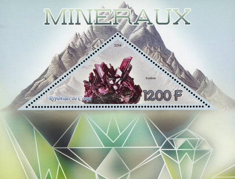 Congo Erythrite Mineral Purple Nature Souvenir Sheet Mint NH