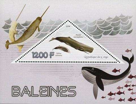 Congo Whale Physeter Macrocephalus Marine Fauna Souvenir Sheet Mint NH