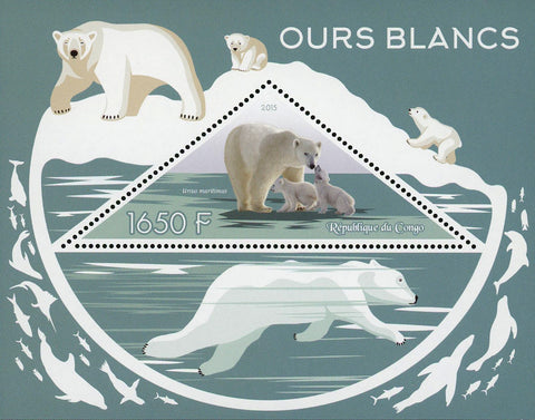Congo White Polar Bear Ursus Maritimus Souvenir Sheet Mint NH