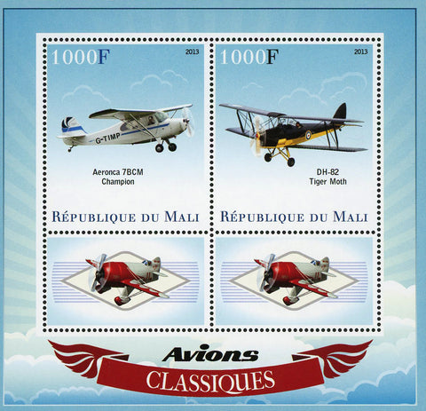 Classic Airplane Transportation Souvenir Sheet of 2 Stamps Mint NH