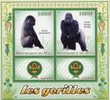 Gorilla Beringei Wild Animal Souvenir Sheet of 2 Stamps Mint NH