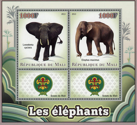 Elephant Elephas Maximus Wild Animal Souvenir Sheet of 2 Stamps Mint NH