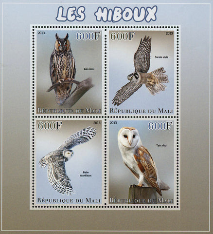 Owl Bird Asio Otus Tyto Alba  Sov. Sheet of 4 Stamps Mint NH