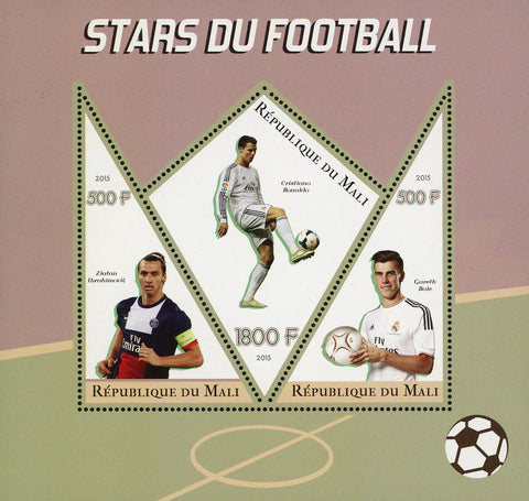 Soccer Star Cristiano Ronaldo Sport Souvenir Sheet of 3 Stamps Mint NH