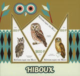 Owl Bird Aegolius Acadicus Souvenir Sheet of 3 Stamps Mint NH