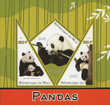 Giant Panda Bear Ailuropoda Melanoleuca Souvenir Sheet of 3 Stamps Mint NH