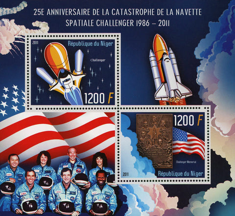 Nigeria Challenger Spaceship Astronaut Souvenir Sheet of 2 Stamps Mint NH