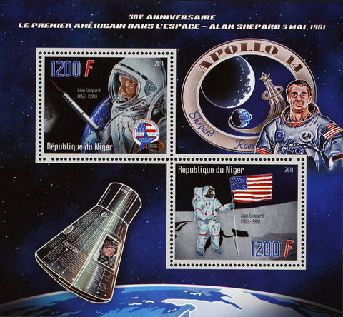 Nigeria Allan Shepard USA Astronaut Souvenir Sheet of 2 Stamps Mint NH