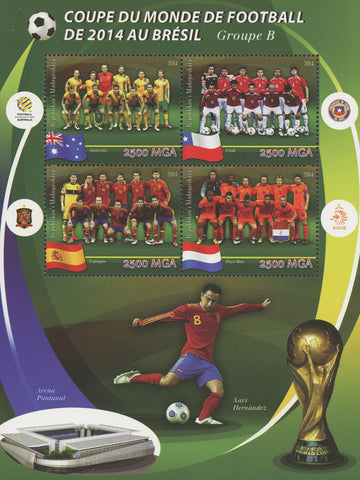 Soccer Cup Brazil Xavi Hernandez Sport Sov. Sheet of 4 Stamps MNH