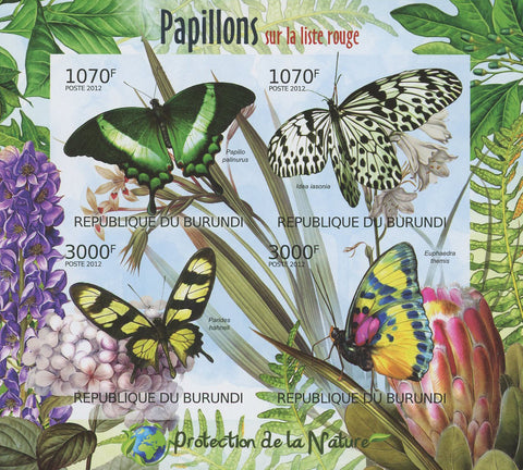Butterflies Insect Trees Plants Imperforated Sheet of 4 Stamps MNH
