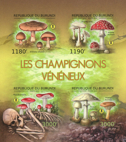 Poisonous Mushroom Fungi Imp. Souvenir Sheet of 4 MNH