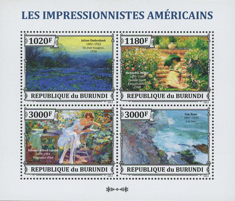 American Impressionists Painters Art S/S of 4 Stamps MNH