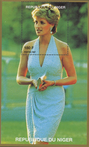 Princess Diana Royal Family Blue Tea Party Dress Souvenir Sheet MNH