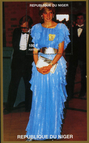 Princess Diana Royal Family Blue Gown Dress Souvenir Sheet MNH