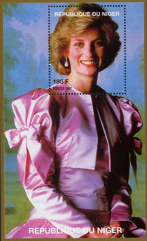 Princess Diana Royal Family Pink Silk Dress Souvenir Sheet MNH
