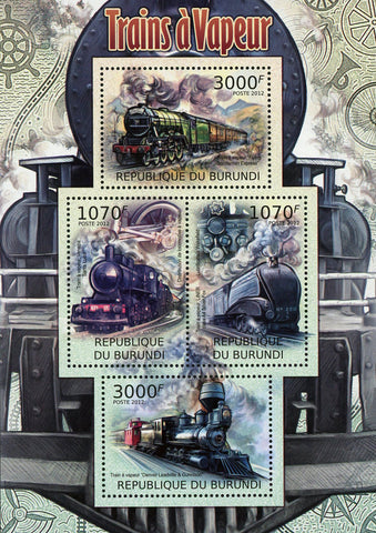 Steam Trains Transportation Souvenir Sheet of 4 Stamps MNH
