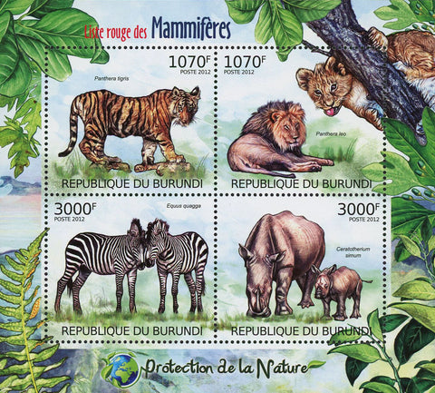 Nature Protection Mammals Lion Sov. Sheet of 4 Stamps MNH