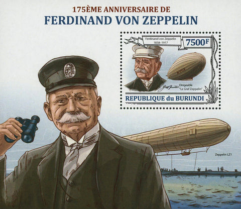 Dirigibles Zeppelin Ferdinand Adolf Airship Souvenir Sheet MNH