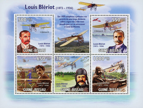 Louis Blériot Aviator Famous People Souvenir Sheet of 5 Stamps Mint NH
