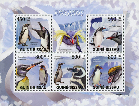 Penguin Bird Ocean Snow Winter Souvenir Sheet of 5 Stamps Mint NH