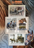 Horses Drawn Carriage Charriot Souvenir Sheet of 4 Stamps MNH