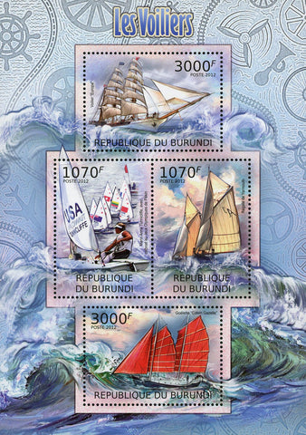 Sailboat Ocean Marine Transportation Souvenir Sheet of 4 Stamps MNH