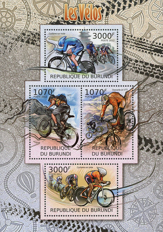 Bikes Bicycles Transportation Souvenir Sheet of 4 Stamps MNH