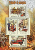 Firefighters Vehicles Fireman Souvenir Sheet of 4 Stamps MNH