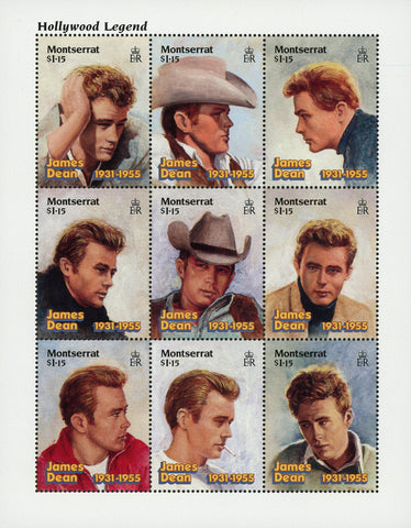 James Dean Actor Famous Celebrity Souvenir Sheet of 9 Stamps MNH
