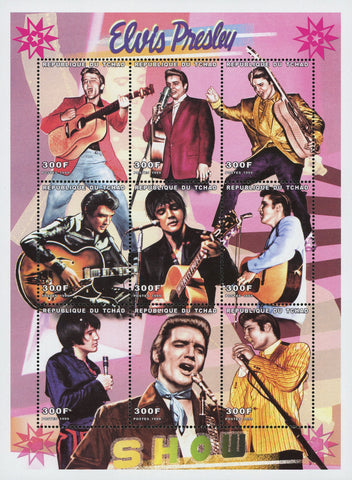 Elvis Presley Rock n' Roll Singer Famous Sov. Sheet S/S of 9 MNH