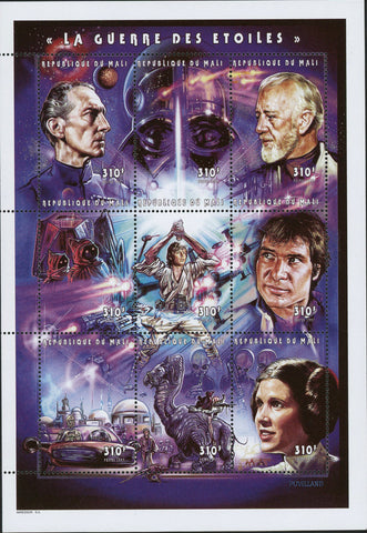 Star Wars Movie Characters Sov. Sheet of 9 Stamps Mint NH
