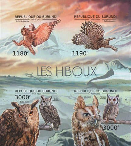 Owls Birds Animals Imperforated Souvenir Sheet Mint NH