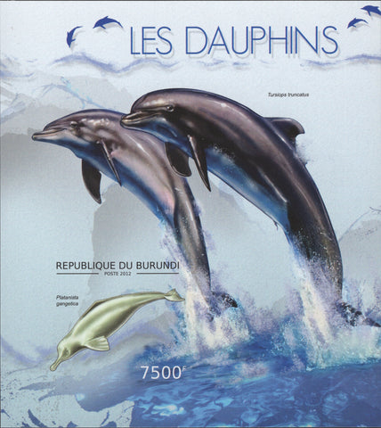 Dolphins, Fish, Marine Fauna, Ocean life, Imperforate Souvenir Sheet Min