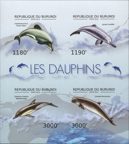 Dolphins, Marine fauna, Ocean life, Fish, Imperforate Souvenir Sheet Min