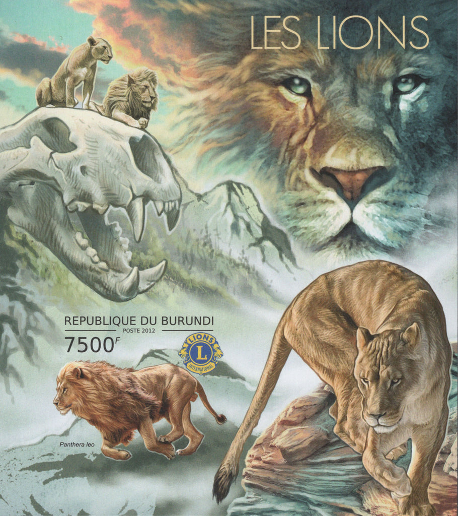 Lions Animals Mountains Imperforated Souvenir Sheet MNH